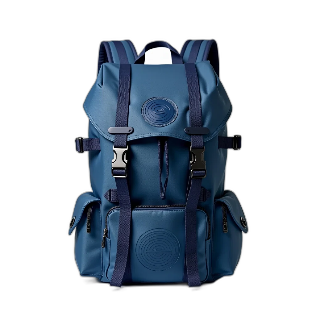 3d render, blue, backpack, circular transparent PNG cut-out
