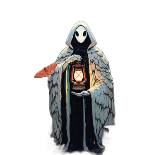 jacket, mask, staff, creature transparent PNG cut-out