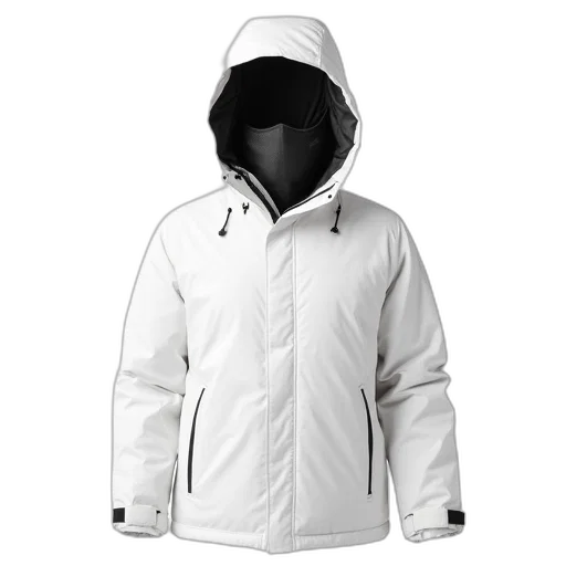 jacket, white, winter, black transparent PNG cut-out