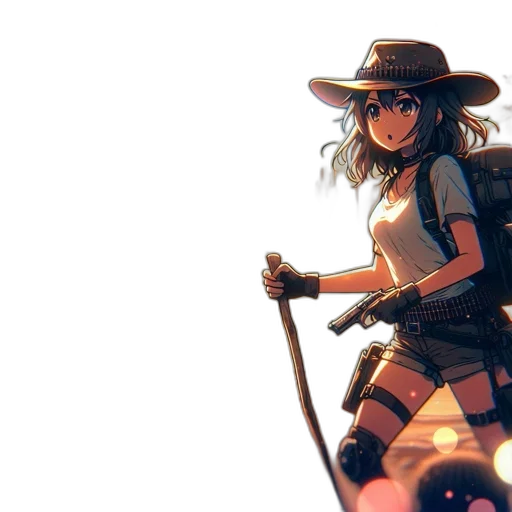 weapon, sword, hat, staff transparent PNG cut-out