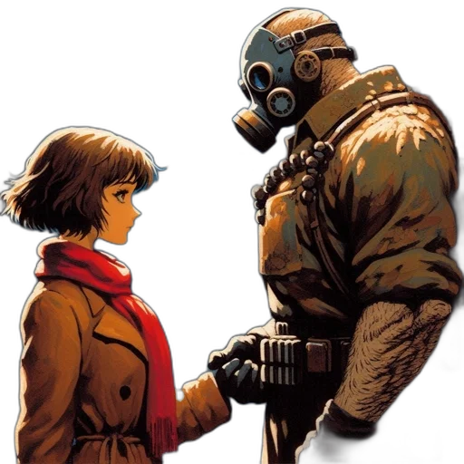 jacket, robot, mask, comic book art transparent PNG cut-out
