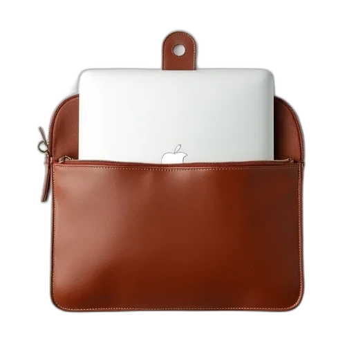 brown, leather, laptop, sleeve transparent PNG cut-out
