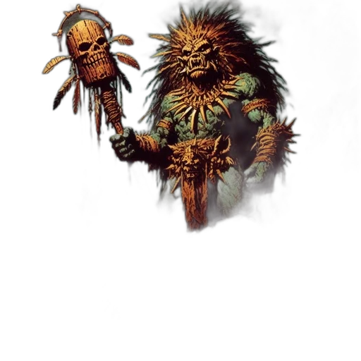 mask, creature, staff, face transparent PNG cut-out