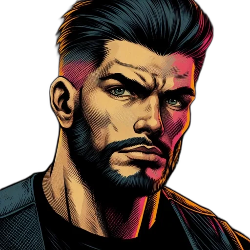 face, comic book art, concept art, cartoon transparent PNG cut-out