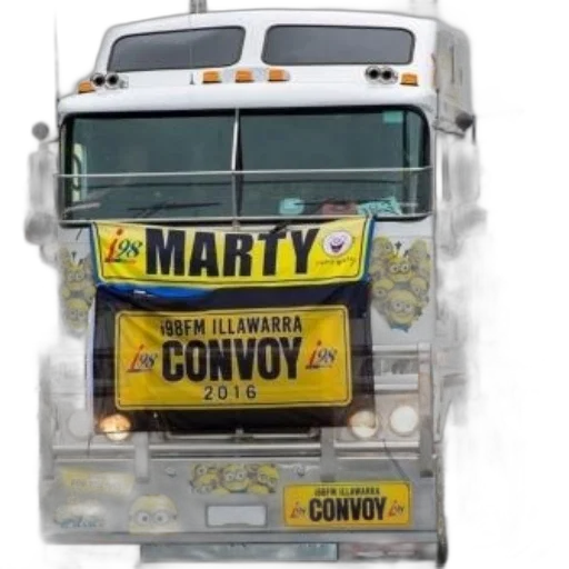 concept art, truck, banner, reads transparent PNG cut-out