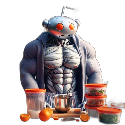 robot, food, concept art, 3d render transparent PNG cut-out