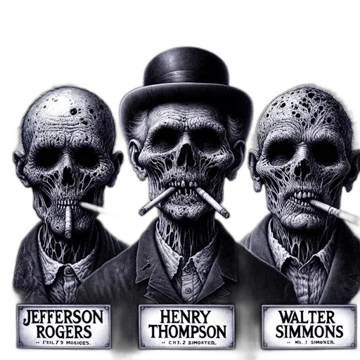 concept art, comic book art, three, skeletons transparent PNG cut-out