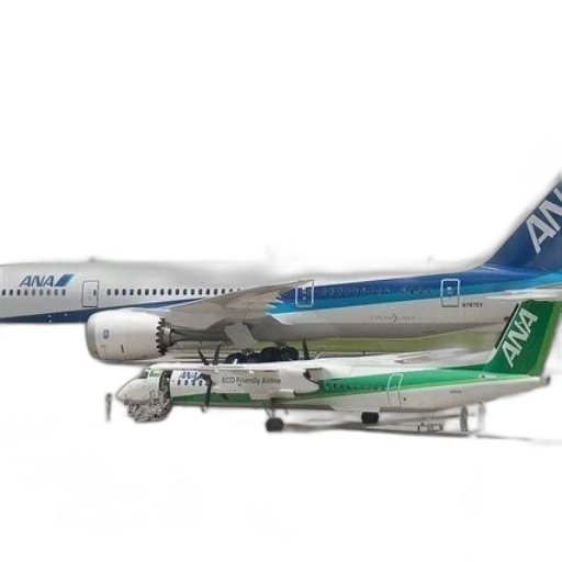 two, ana, airplanes, tarmac transparent PNG cut-out