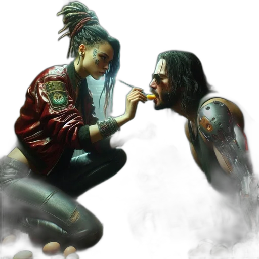 concept art, cyberpunk, fantasy art, comic book art transparent PNG cut-out