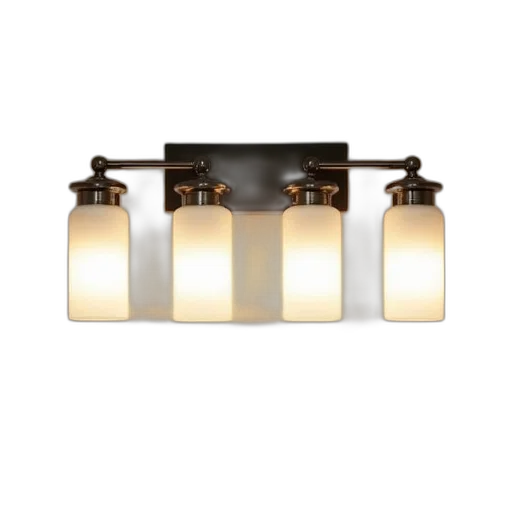 3d render, four, light, bath transparent PNG cut-out