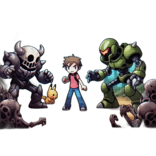 pixel art, concept art, comic book art, 3d render transparent PNG cut-out