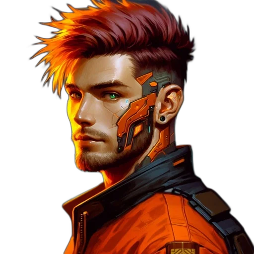 jacket, face, cyberpunk, concept art transparent PNG cut-out