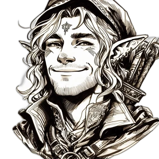 face, fantasy art, comic book art, pencil sketch transparent PNG cut-out