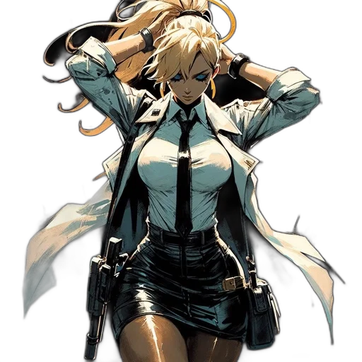 jacket, dress, staff, weapon transparent PNG cut-out
