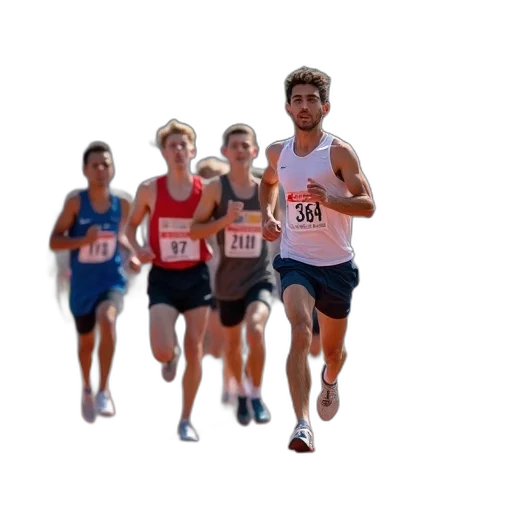 group, young, male, runners transparent PNG cut-out