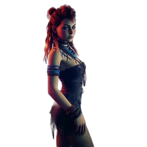 dress, concept art, fantasy art, cyberpunk transparent PNG cut-out