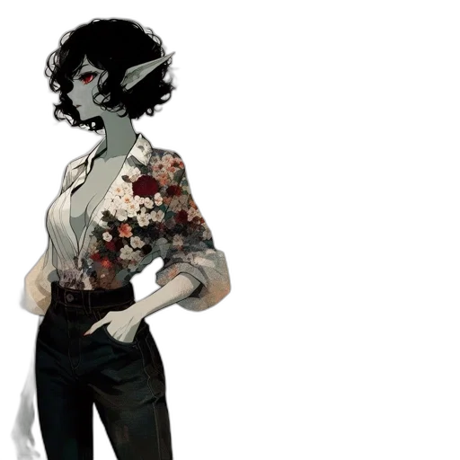 dress, flower, mask, concept art transparent PNG cut-out