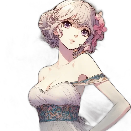 dress, crown, flower, staff transparent PNG cut-out