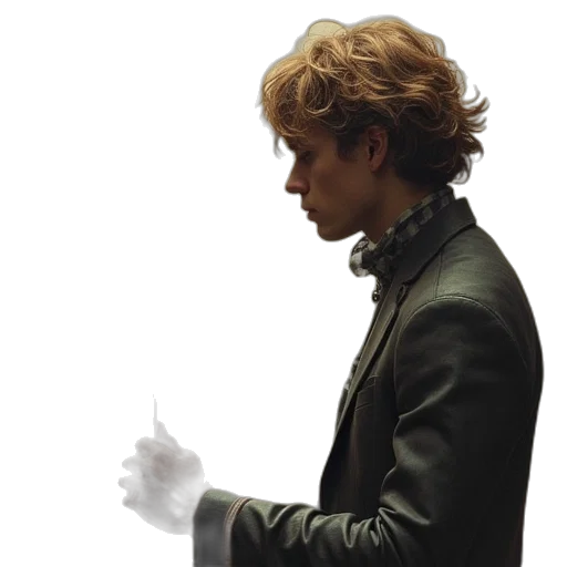 jacket, staff, weapon, hair transparent PNG cut-out
