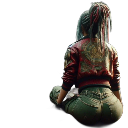 jacket, hair, concept art, cyberpunk transparent PNG cut-out