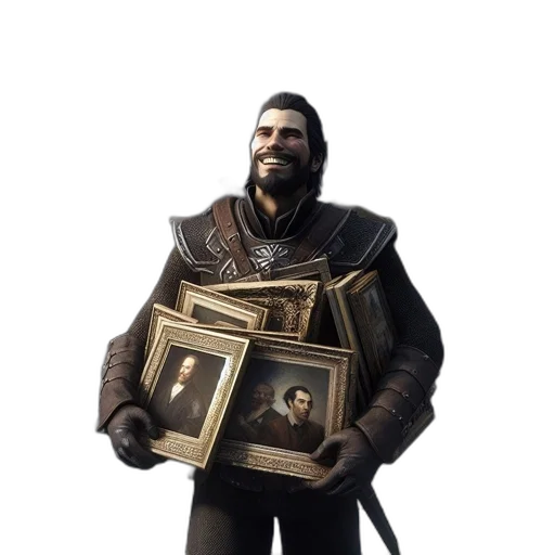 jacket, face, weapon, sword transparent PNG cut-out