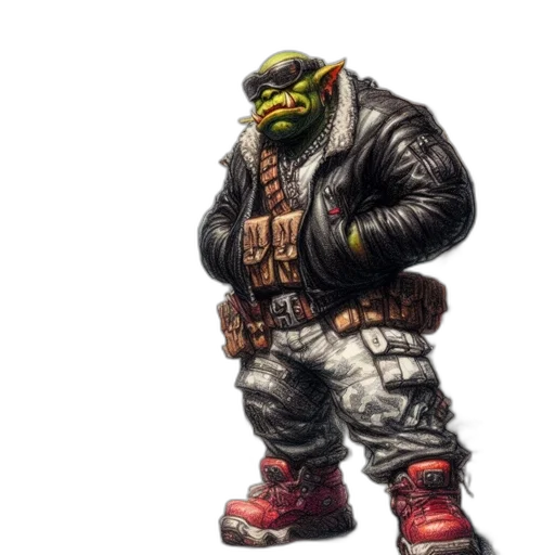 jacket, staff, creature, concept art transparent PNG cut-out