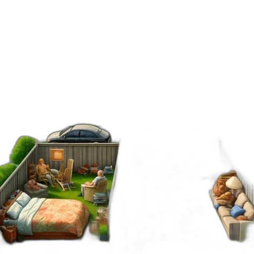 furniture, concept art, 3d render, pixel art transparent PNG cut-out