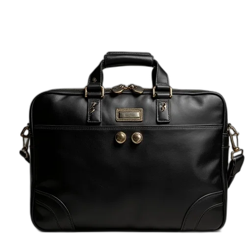 large, briefcase, made, leather transparent PNG cut-out