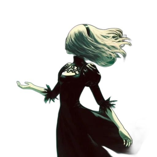 dress, staff, hair, mask transparent PNG cut-out