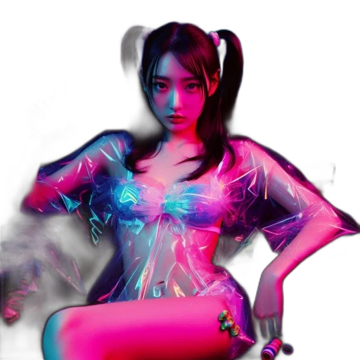 dress, cyberpunk, vaporwave, photorealistic transparent PNG cut-out