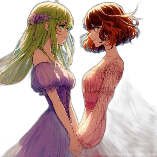 dress, watercolor, concept art, anime transparent PNG cut-out