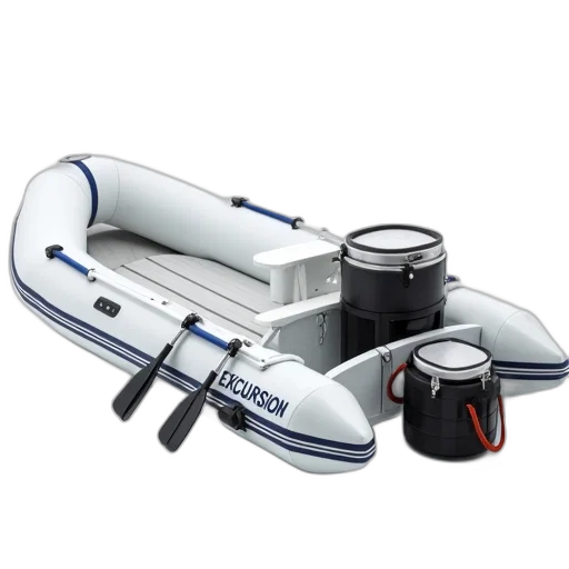 white, inflatable, boat, blue transparent PNG cut-out