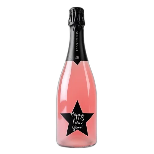 bottle, pink, champagne, black transparent PNG cut-out