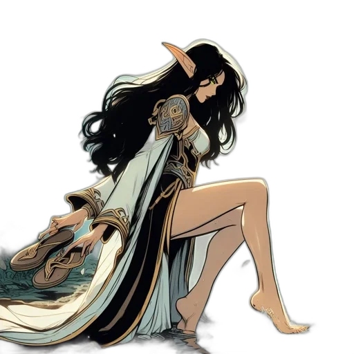dress, fantasy art, concept art, comic book art transparent PNG cut-out