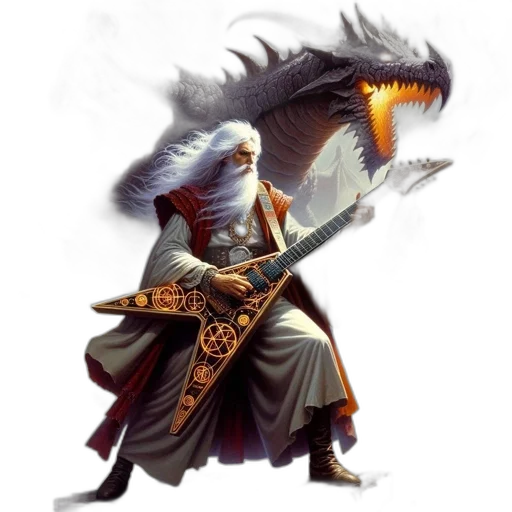 dragon, sword, staff, fantasy art transparent PNG cut-out