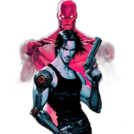 comic book art, concept art, cyberpunk, pixel art transparent PNG cut-out