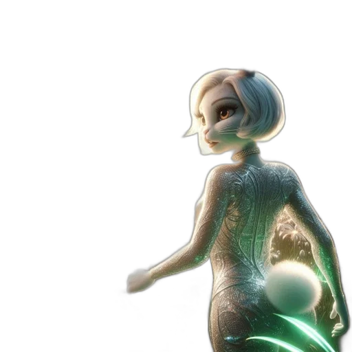 robot, creature, dress, staff transparent PNG cut-out