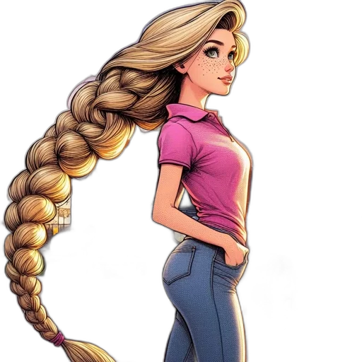 hair, staff, cartoon, comic book art transparent PNG cut-out