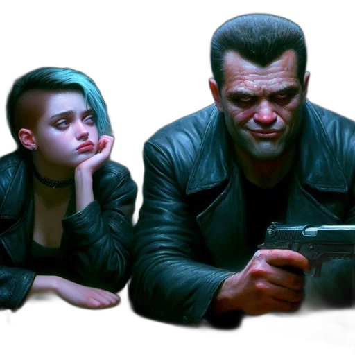 jacket, face, cyberpunk, concept art transparent PNG cut-out