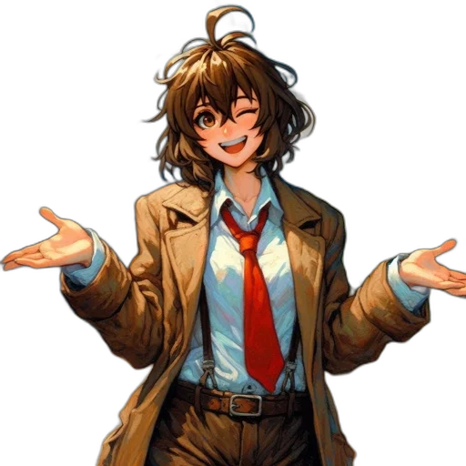jacket, staff, anime, pixel art transparent PNG cut-out