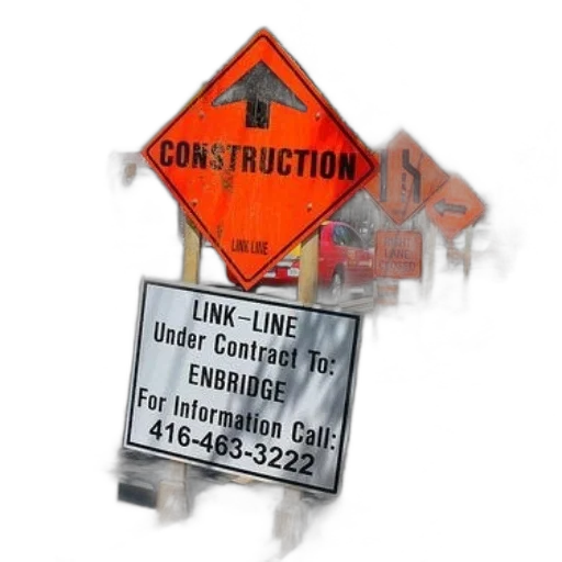 construction, sign, busy, street transparent PNG cut-out