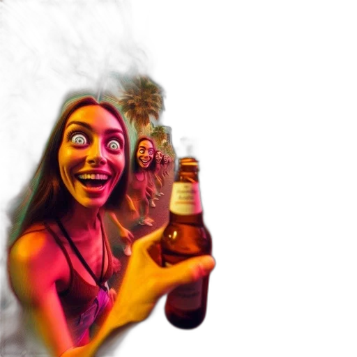 bottle, face, creature, weapon transparent PNG cut-out