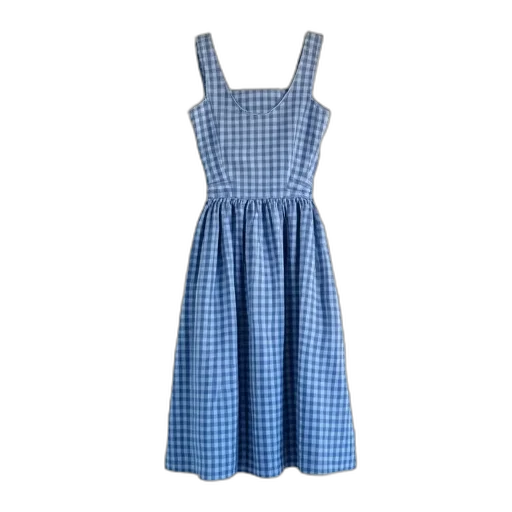 dress, blue, sleeveless, checkered transparent PNG cut-out