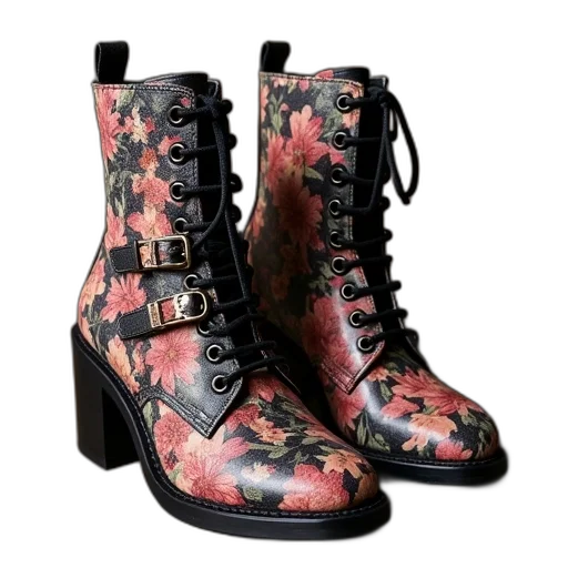 shoes, women, floral, print transparent PNG cut-out