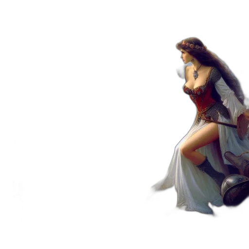 dress, jewelry, sword, concept art transparent PNG cut-out