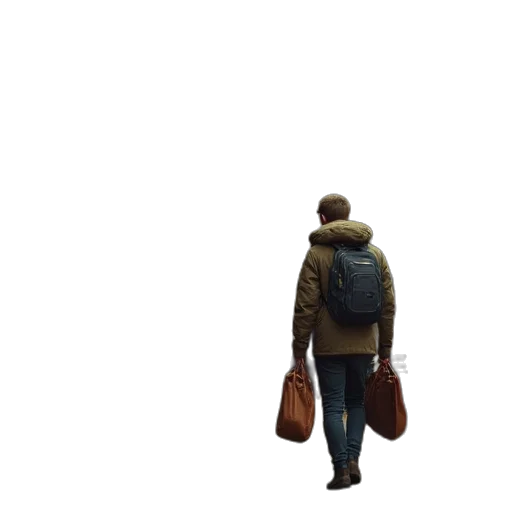 jacket, hat, staff, umbrella transparent PNG cut-out