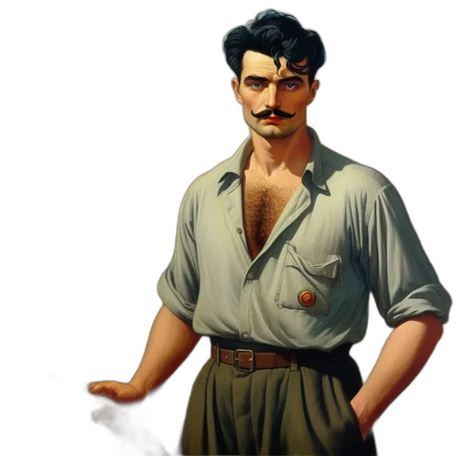 staff, face, jacket, weapon transparent PNG cut-out