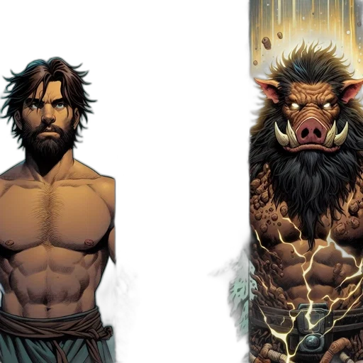 comic book art, concept art, fantasy art, illustrated transparent PNG cut-out