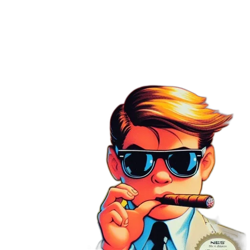 staff, jacket, face, comic book art transparent PNG cut-out