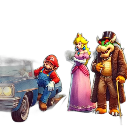 car, crown, concept art, pixel art transparent PNG cut-out